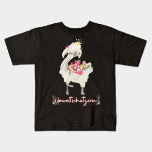 Alpaka Umwelt Schutz Prinzessin Blumen Süß.png Kids T-Shirt